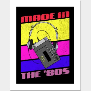 Made in the 1980s Retro Rainbow Generic Radio Cassette Player Posters and Art